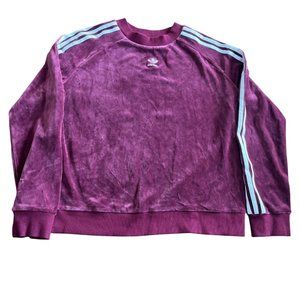 Adidas burgundy white crew neck top size Large